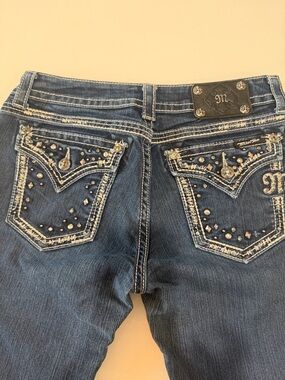 Miss Me Blue Bootcut Jeans with Studded Pocket Detail